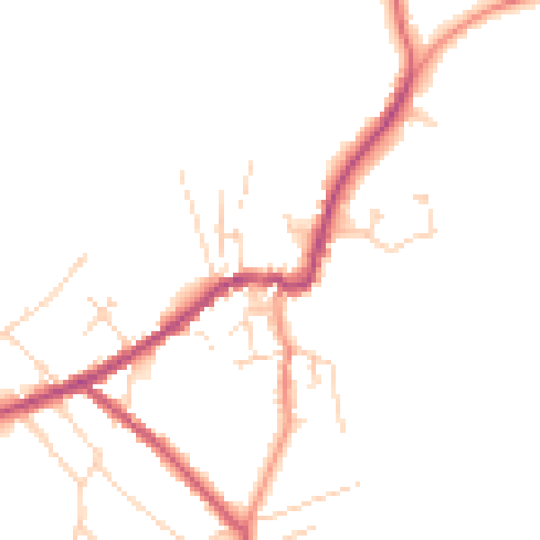 Daytime road noise heatmap for LN13 9DS