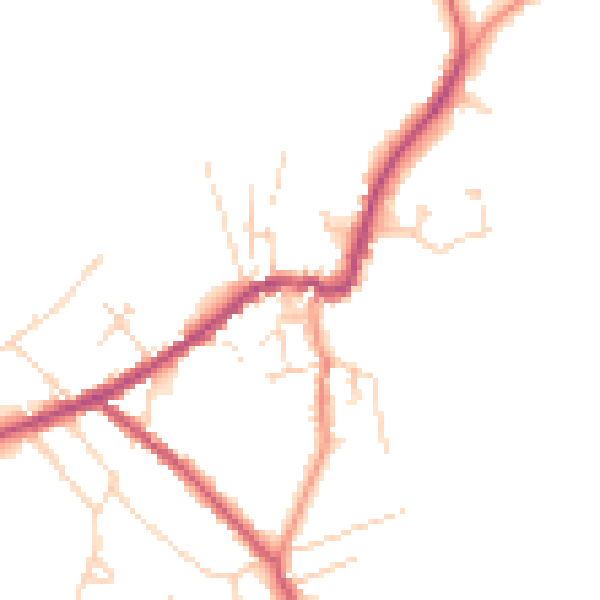 Daytime road noise heatmap for LN13 9EB