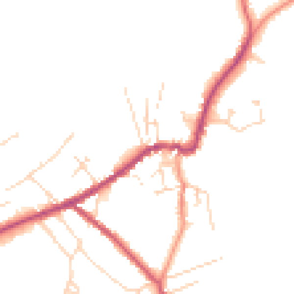 Daytime road noise heatmap for LN13 9EP