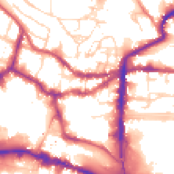 Daytime road noise heatmap for LN2 1AJ