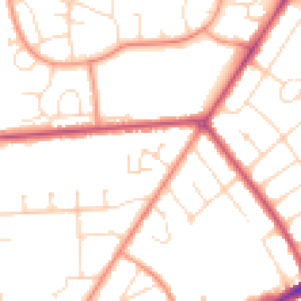 Daytime road noise heatmap for LN2 1BH