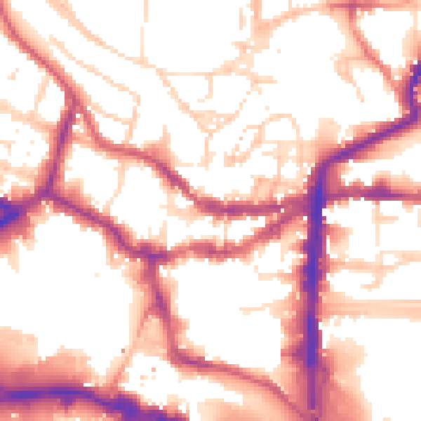 Daytime road noise heatmap for LN2 1HL