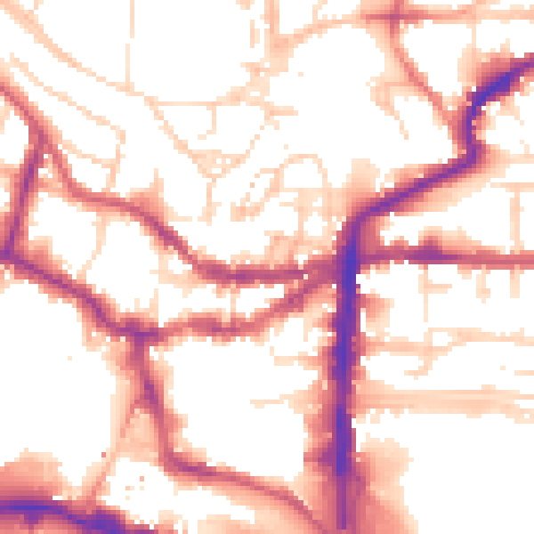 Daytime road noise heatmap for LN2 1JJ