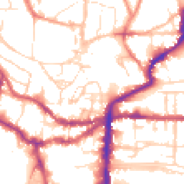 Daytime road noise heatmap for LN2 1LP