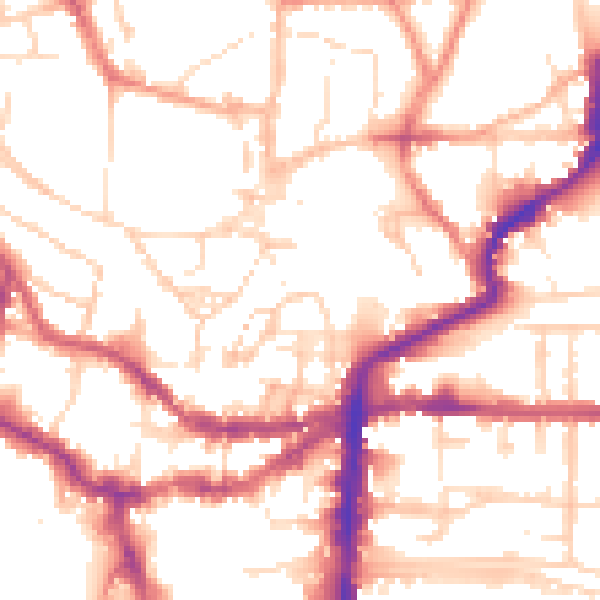 Daytime road noise heatmap for LN2 1NB