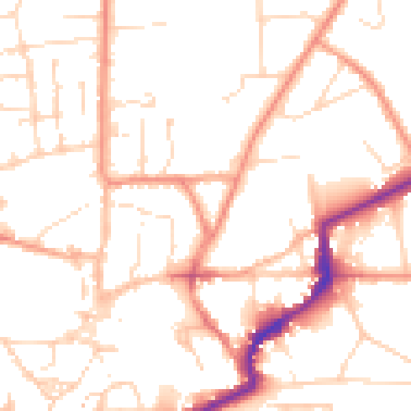 Daytime road noise heatmap for LN2 1QS