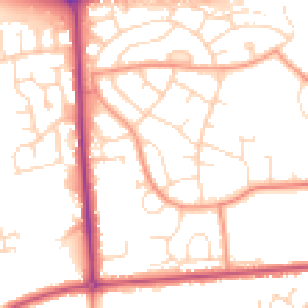 Daytime road noise heatmap for LN2 2EB