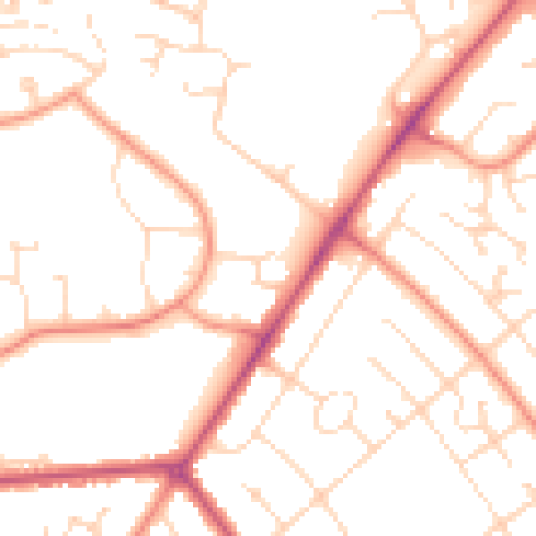 Daytime road noise heatmap for LN2 2HS