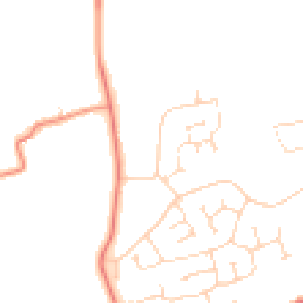 Daytime road noise heatmap for LN2 2QG