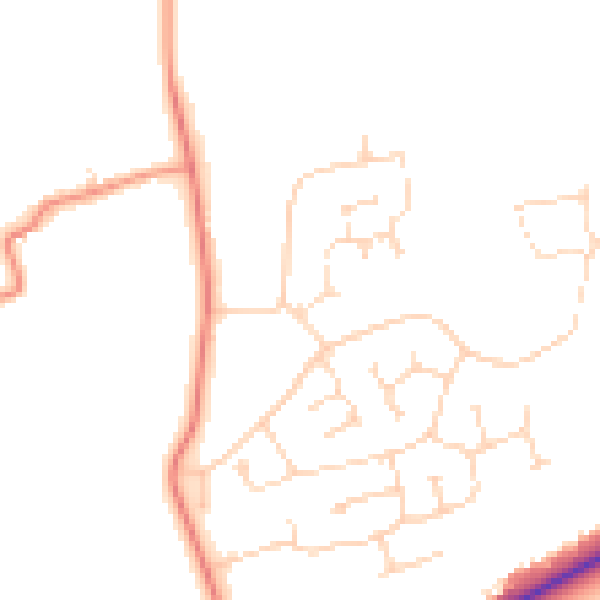Daytime road noise heatmap for LN2 2SG