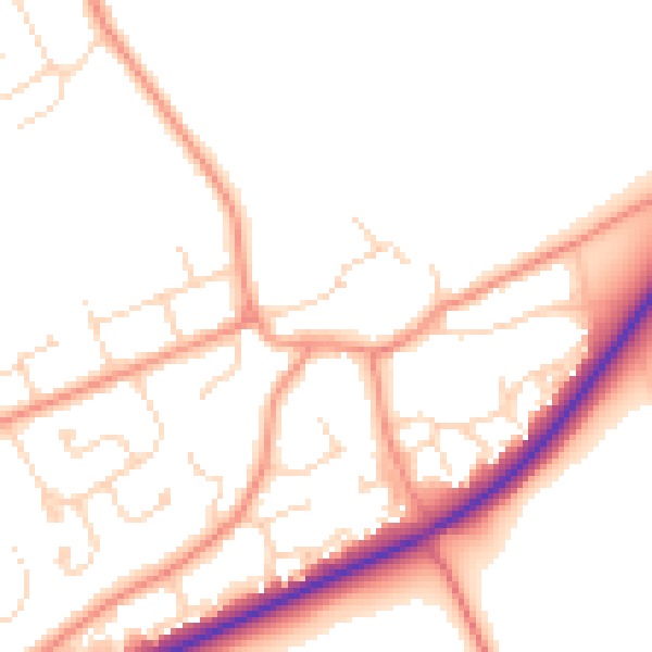 Daytime road noise heatmap for LN2 3NH