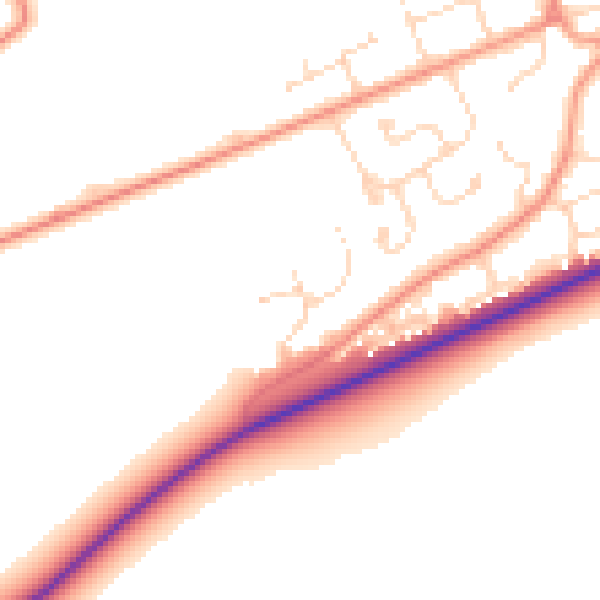 Daytime road noise heatmap for LN2 3TA