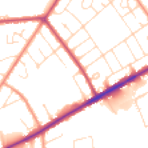 Daytime road noise heatmap for LN2 4LF
