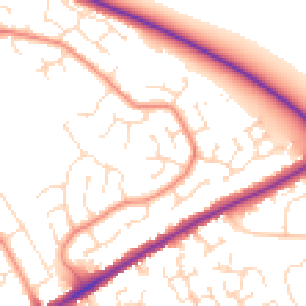 Daytime road noise heatmap for LN2 4SG