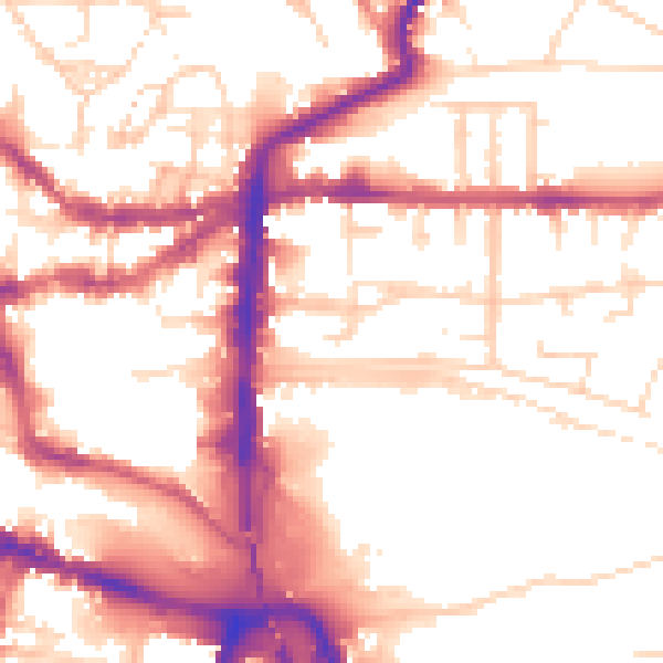Daytime road noise heatmap for LN2 5AS