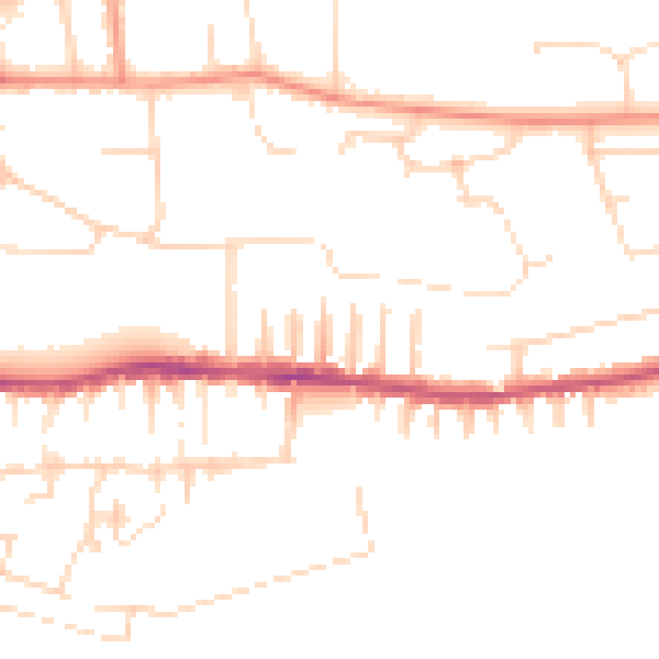 Daytime road noise heatmap for LN2 5NE