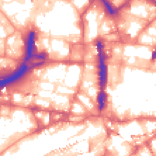 Daytime road noise heatmap for LS1 2AJ