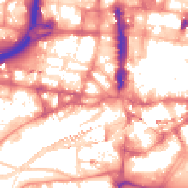 Daytime road noise heatmap for LS1 2DE