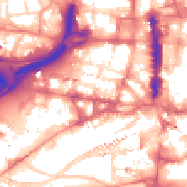 Daytime road noise heatmap for LS1 2DZ