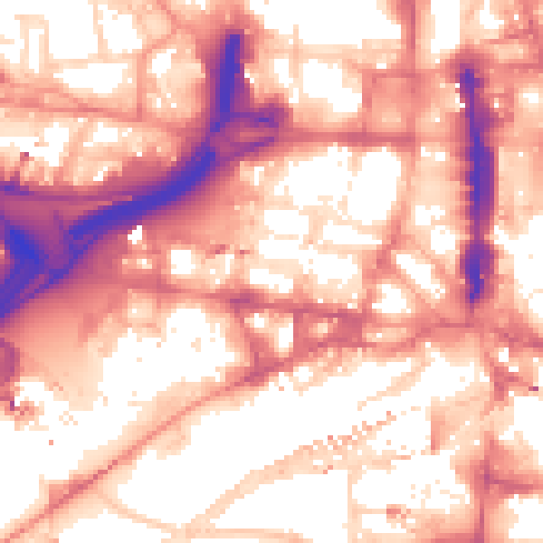 Daytime road noise heatmap for LS1 2EX