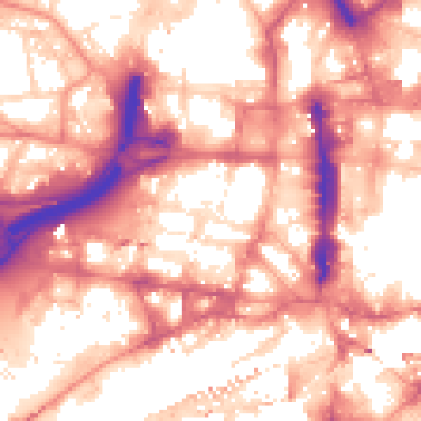 Daytime road noise heatmap for LS1 2FJ