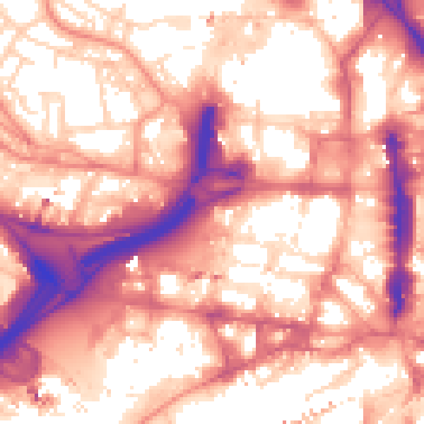 Daytime road noise heatmap for LS1 2FN