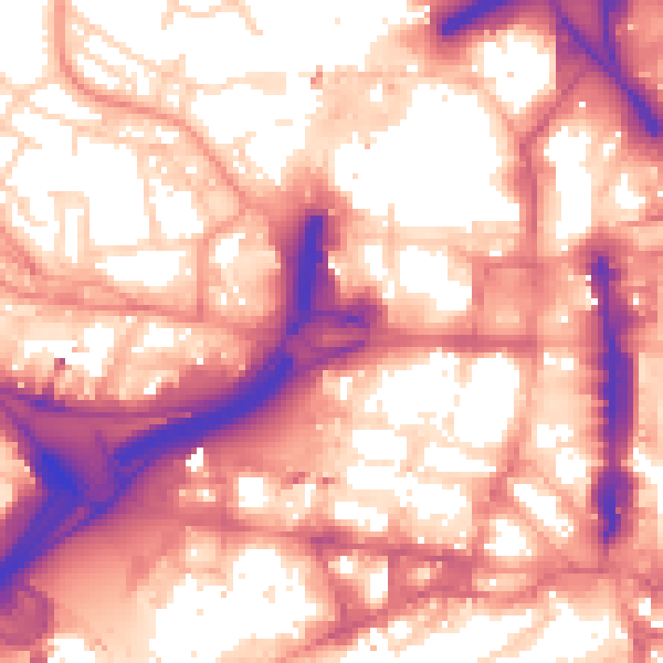 Daytime road noise heatmap for LS1 2FQ