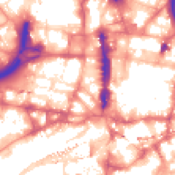 Daytime road noise heatmap for LS1 2JP