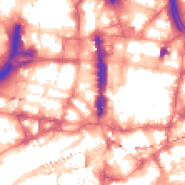 Daytime road noise heatmap for LS1 2JZ