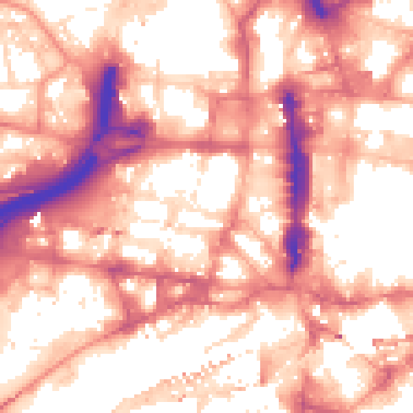 Daytime road noise heatmap for LS1 2LE