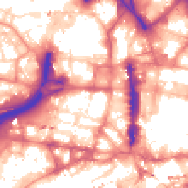 Daytime road noise heatmap for LS1 2NE