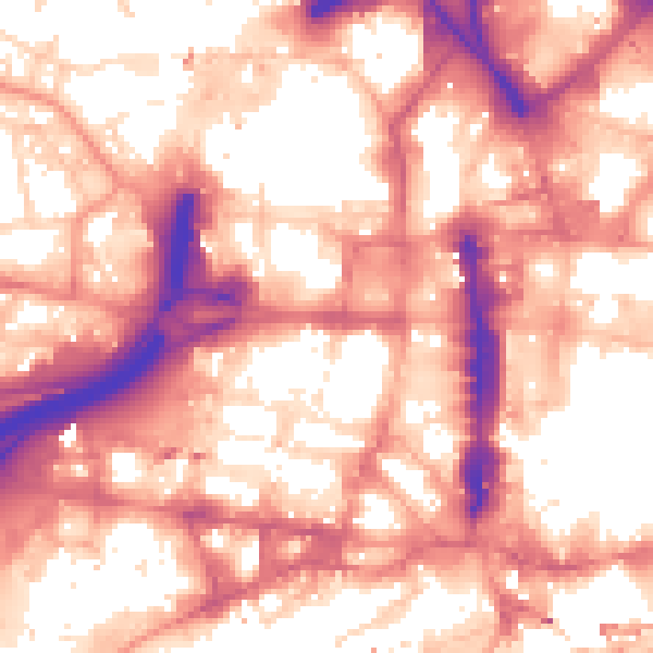 Daytime road noise heatmap for LS1 2NL