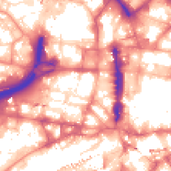 Daytime road noise heatmap for LS1 2QH
