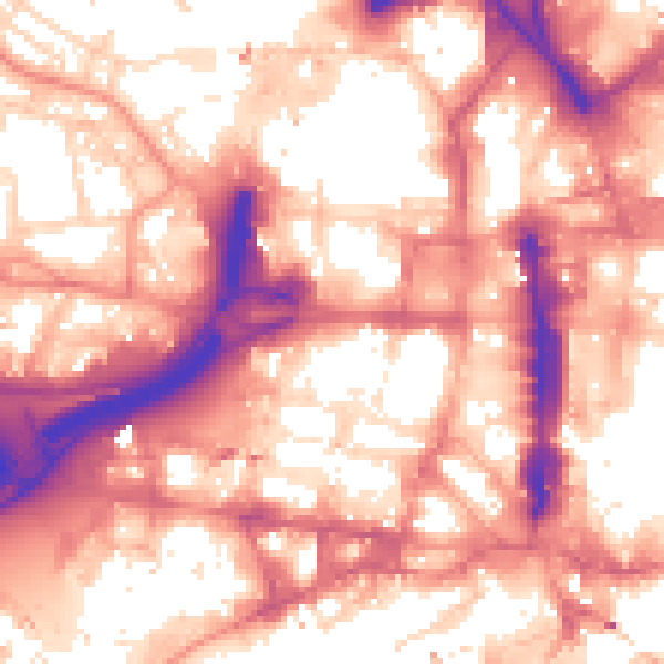 Daytime road noise heatmap for LS1 2RA