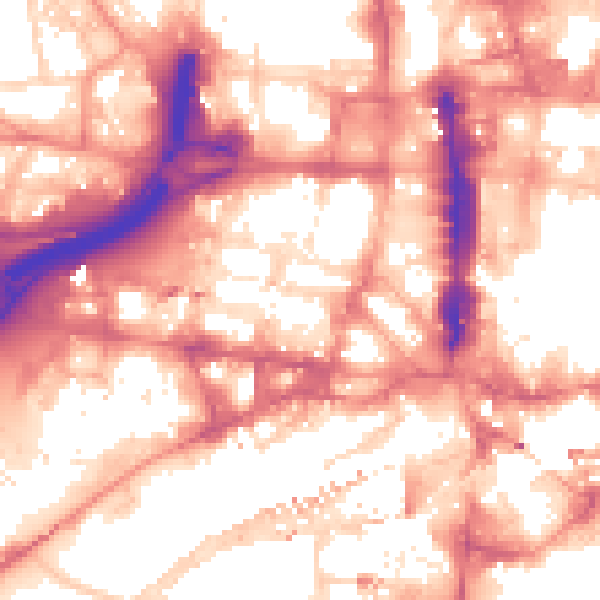 Daytime road noise heatmap for LS1 2RY