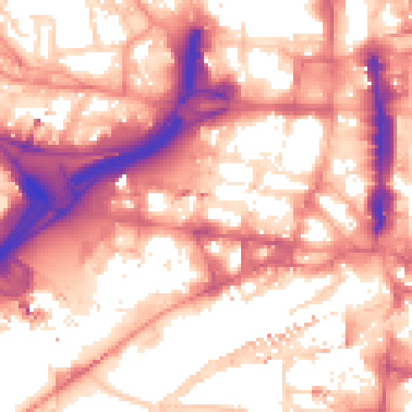 Daytime road noise heatmap for LS1 2TW