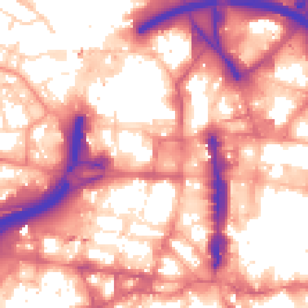 Daytime road noise heatmap for LS1 3AX