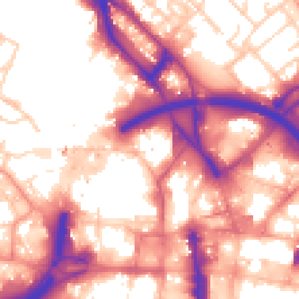 Daytime road noise heatmap for LS1 3EY