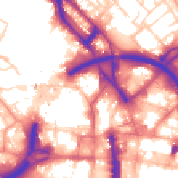 Daytime road noise heatmap for LS1 3EZ