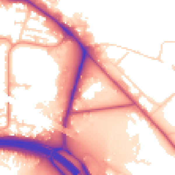 Daytime road noise heatmap for LS10 1DS
