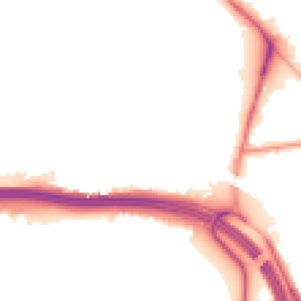 Night-time road noise heatmap for LS10 2HB