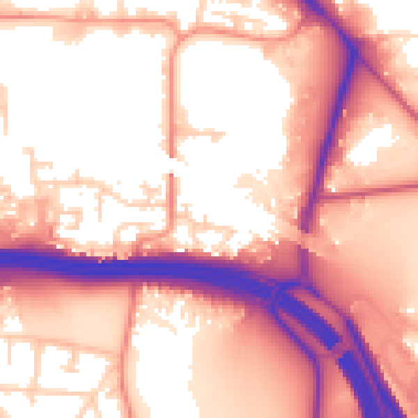 Daytime road noise heatmap for LS10 2HF