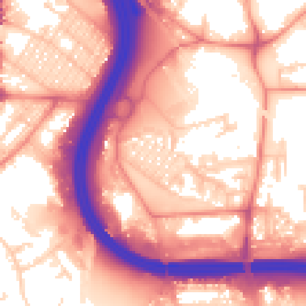 Daytime road noise heatmap for LS10 2NE