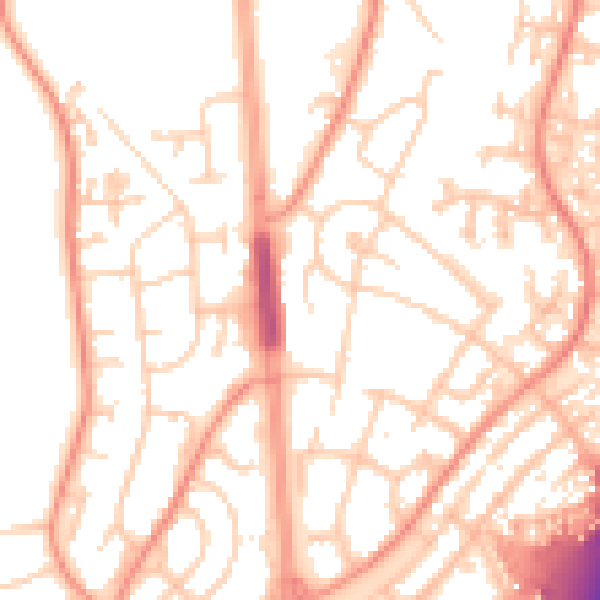 Daytime road noise heatmap for LS10 3JW