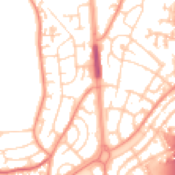 Daytime road noise heatmap for LS10 3PN