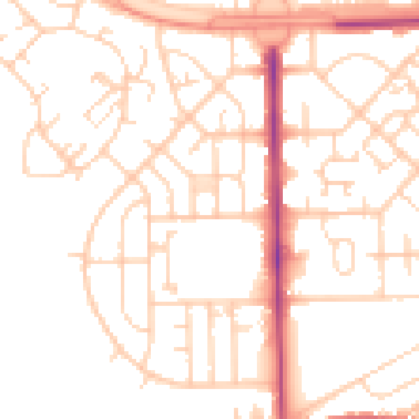 Daytime road noise heatmap for LS10 4LF