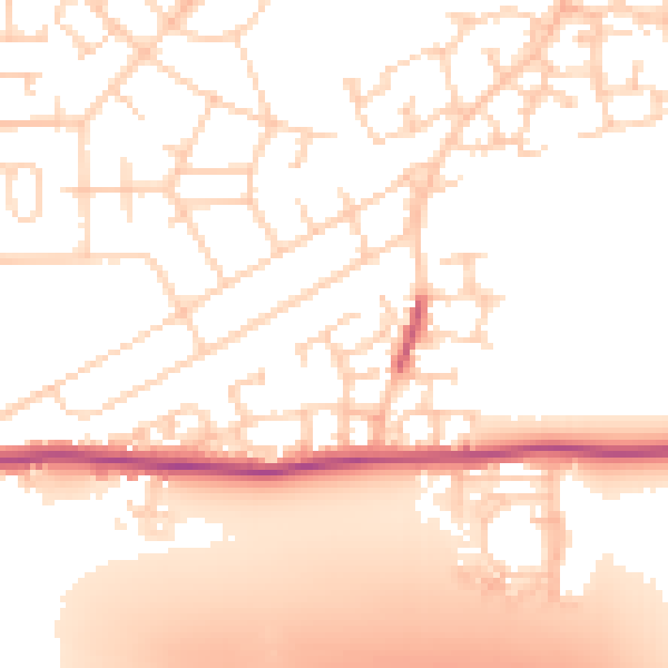 Daytime road noise heatmap for LS10 4TX