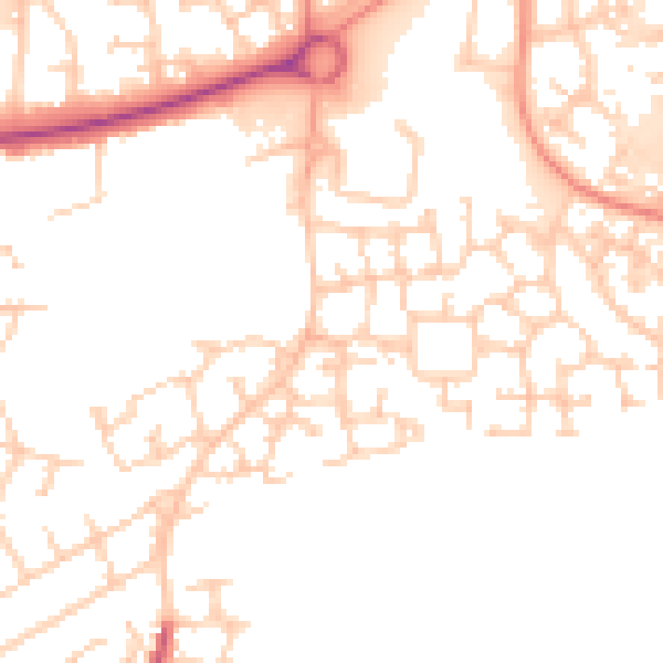 Daytime road noise heatmap for LS10 4UA