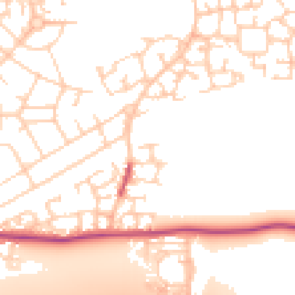 Daytime road noise heatmap for LS10 4UT