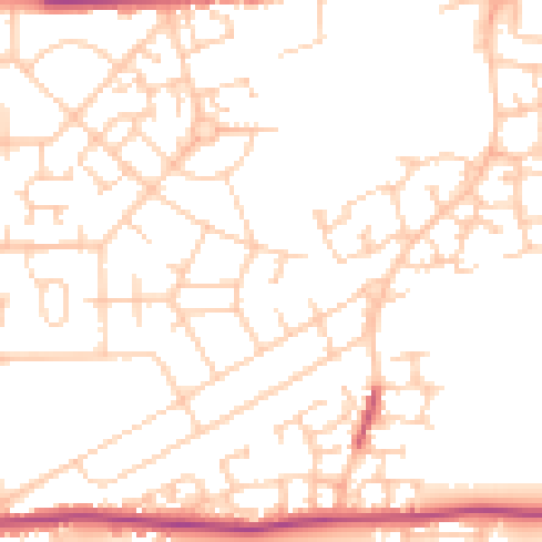 Daytime road noise heatmap for LS10 4WJ